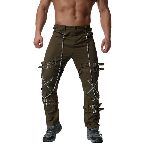 Männer Hosen Mode Marke Herbst Winter Männer Baumwolle Zip Off Bein Mittlere Taille Steampunk Hose Mit Reißverschluss Verziert Casual