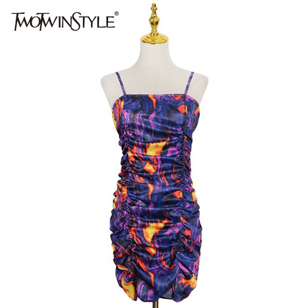 

evening print slim dress for women square collar sleeveless high waist summer dresses female fashion 210423, Black;gray