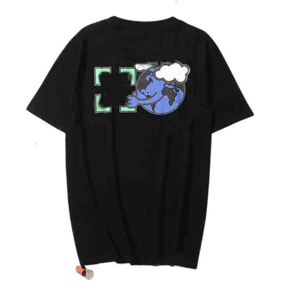

off t shirt off men's t-shirts high version back earth arrow print and wo short sleeve loose casual t-shirt, White;black