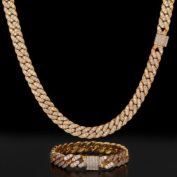 Correntes Claw Hip Hop Configurando 5A CZ CZ BLING OUT 12MM Soll Solid Cuban Miami Link Chain Charcle for Men Rapper Jewelry Giftchains Chainschains