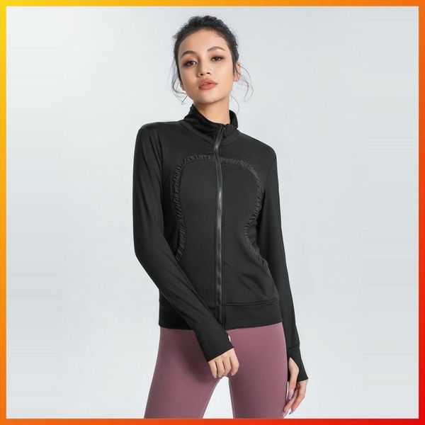 

yoga coat women sports running zipper slim fitted long sleeve fitness clothes girl new fashion gym blue black grey jacket coat2051
