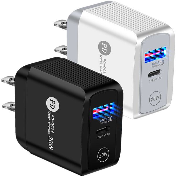 20W 18W Rápido carregador de PD rápido UE UK Tipo C USB-C Adaptadores de energia de carga de parede USB-C para iPhone 12 13 14 15 Pro Samsung Xiaomi Chargers de telefone