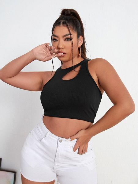 

plus solid cut out tank i6dx#, Black
