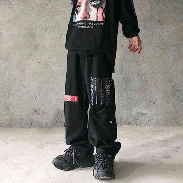 

men jeans houzhou white punk pants black trousers male cargo spring autumn paisley hip hop harajuku gothic streetwear detachable 22 1222