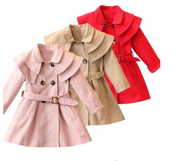 

causal 2022 baby girl trench coat european solid cotton trench jacket for 1-6years girls kids children outerwear coat clothes, Blue;gray