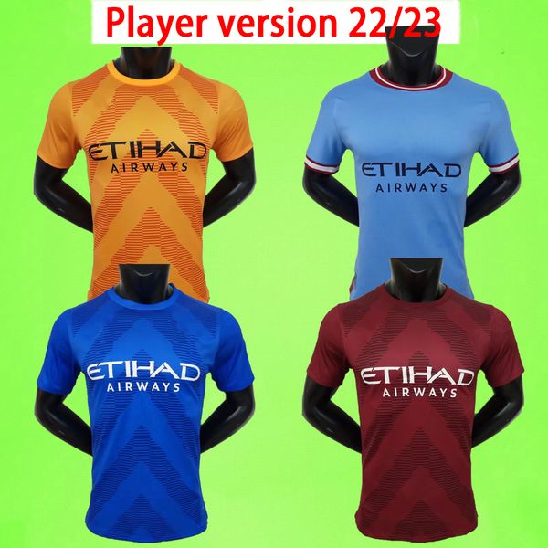

player version 2022 2023 soccer jerseys 22 23 mans grealish sterling football shirts cities foden de bruyne gesus bernardo mahrez ferran men, Black;yellow