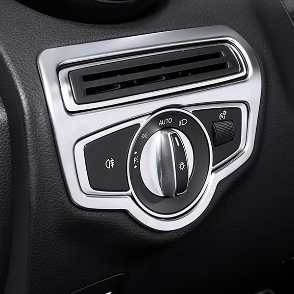 

car styling headlight switch buttons decorative covers trim interior sticker for mercedes benz w205 c class glc auto accessories