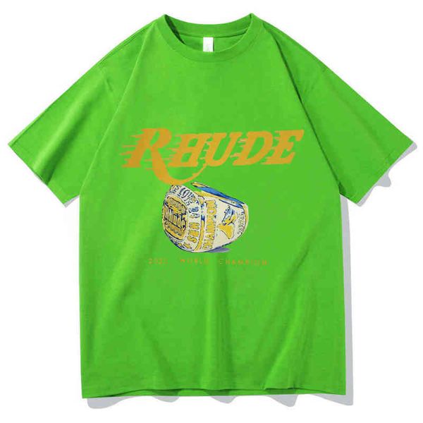

los angeles designer t shirt men women rhude print tshirt short sleeve hip hop trend streetwear tees mens high-quality, White;black