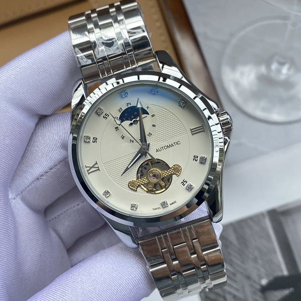 

2022 new luxury mens watches four stitches series 42mm in diameter tourbillon automatic mechanical watch european brand wristwatch steel str, Slivery;brown