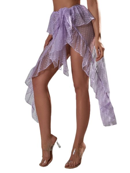 

polka dot print mesh cover up d7ip#, White;black