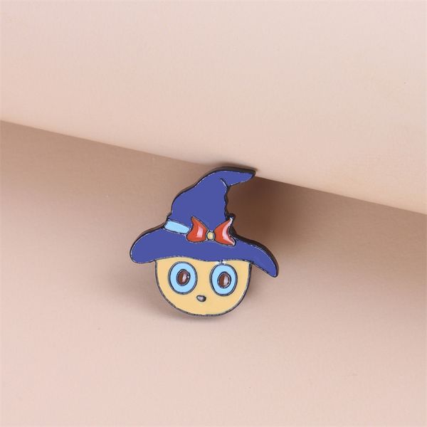 

wearing blue magic hat anime boy enamel brooch brooch cartoon creative metal cowboy badge neckline jewelry gift, Gray