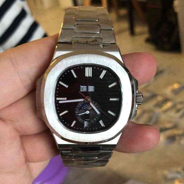 

sapphire wristwatches mens watch automatic mechanical stainless steel crystal black multi-function dial maleiott, Slivery;brown