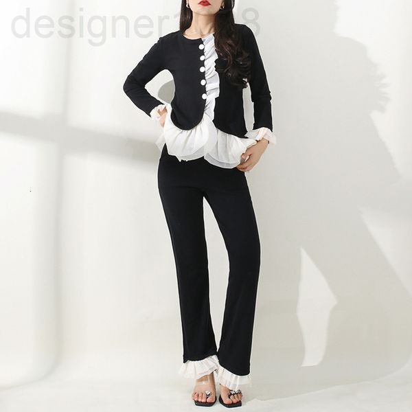 

women's tracksuits designer []autumn and winter new light mature wind royal sister suit women's fashion age reduction lace fungus, Gray