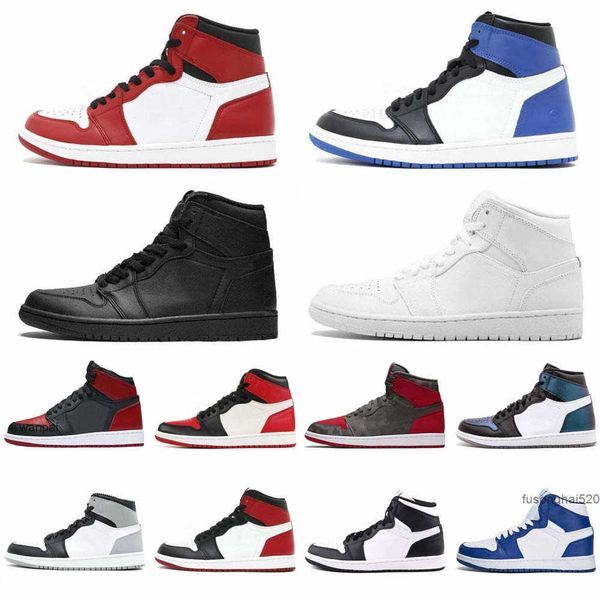 

mens 1 high og basketball shoes 1s university blue electro orange dark mocha bred shadow unc twist men women snea jorda jordon, Black