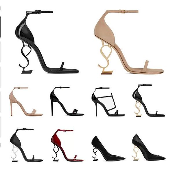 

2022 women luxury dress shoes designer high heels patent leather gold tone triple black nuede red womens lady fashion sandals party wedding