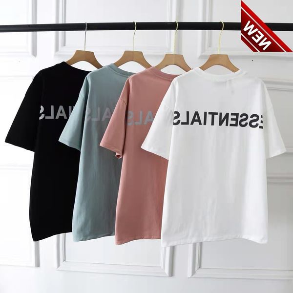 

50% off discount summer 22 new round neck letter ess print loose casual pullover solid color backing short t-sleeve, White;black