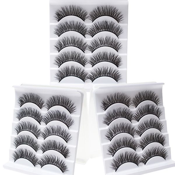 5 paia di ciglia naturale peso leggero faux 3d visone ciglia morbido wispy lanuginoso falso occhio ciglia prolunghe di estensione crudeltà riutilizzo gratis molto il trucco lash