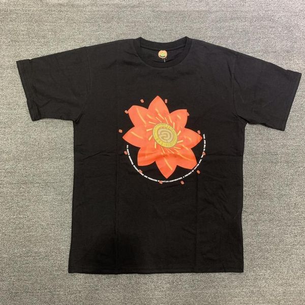 

22ss foaming flower print t shirt men women eu size cotton tee high street summer, Black;brown