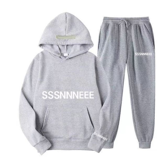 

men's set tracksuit sets sport sweater hoodies tracksuits two piece set women sweatshirts suits track sweat suit letter print weat pant, Gray