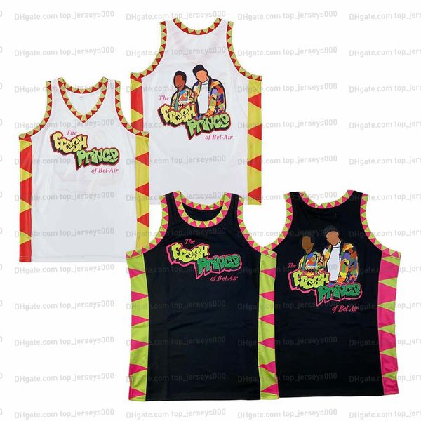 

custom special edition retro fresh prince of bel air basketball jersey men's all stitched black white size s- quality