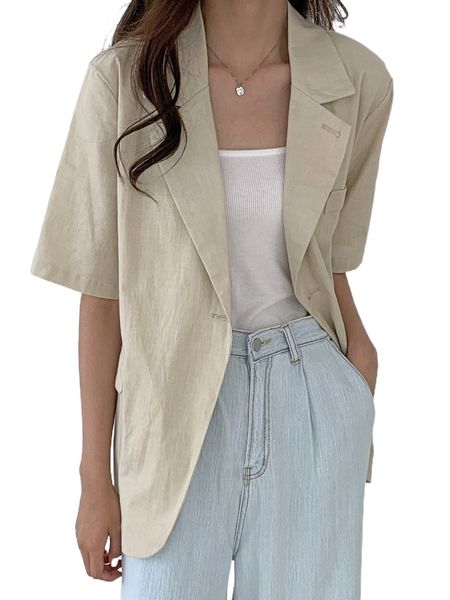 

dazy lapel collar single button blazer e0bm#, White