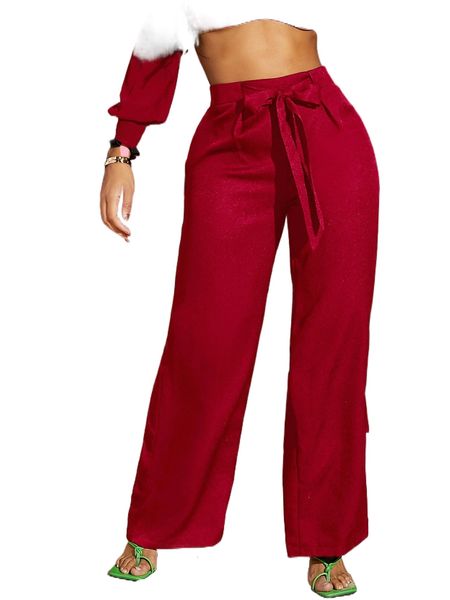 

solid drawstring waist wide leg pants z46w#, Black;white