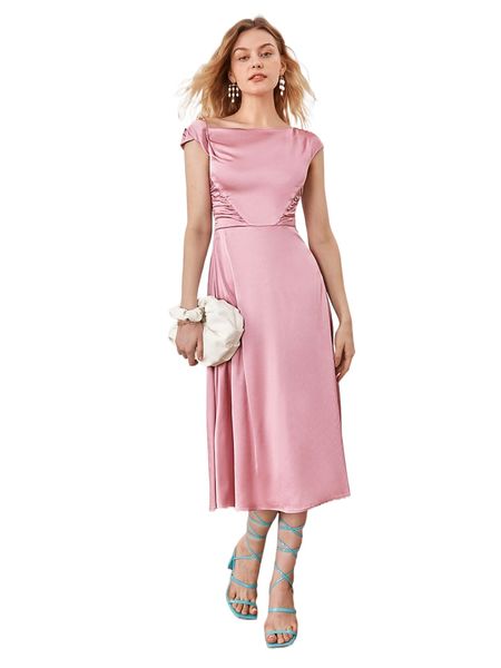 

asymmetrical neck ruched satin dress c9yb#, Black;gray