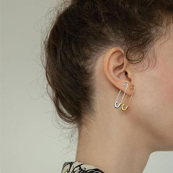 

dangle & chandelier stainless steel safety pave pin earrings charm cartilage for women girls fashion 2022 goth edgy, Silver