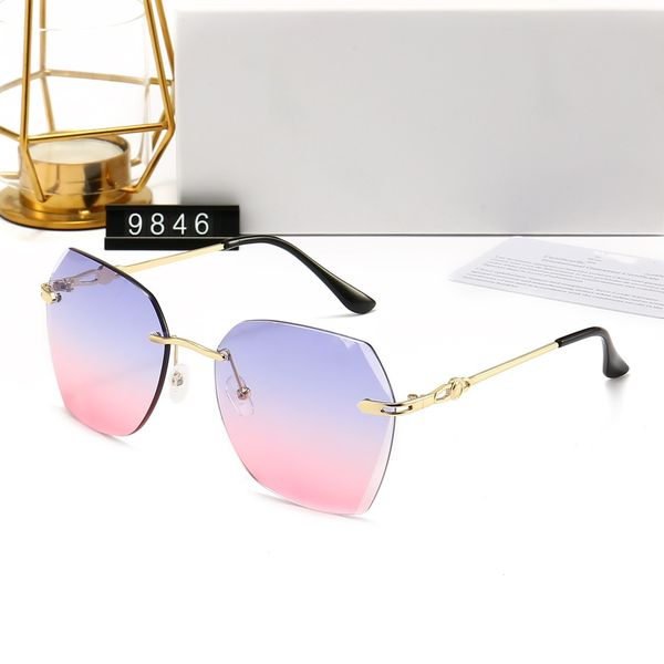 

latest fashion men sunglasses sunshade glasses leopard head composite metal rimless optical frame classic rectangle square gold luxury sungl, White;black