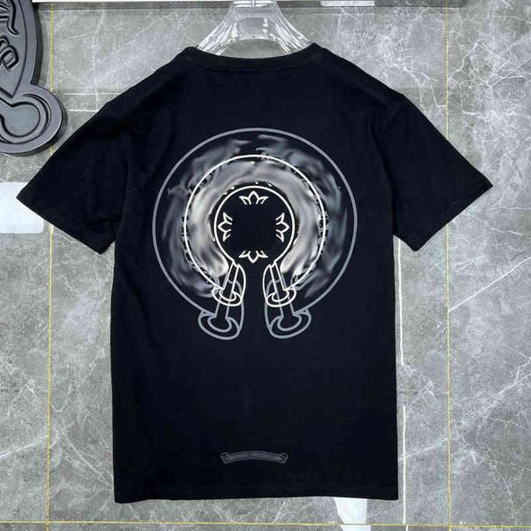 

luxury brand mens t shirts ch fashion men sanskrit letter t-shirt horseshoe cross designer tshirts man hip hop sweater summer women classic, White;black