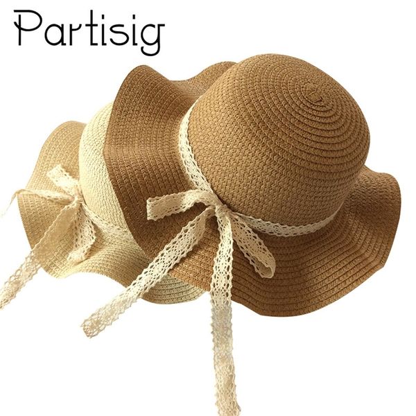 

girls sun cap lace ribbon decorate straw hat for children girls panama summer baby hats caps 220511, Yellow