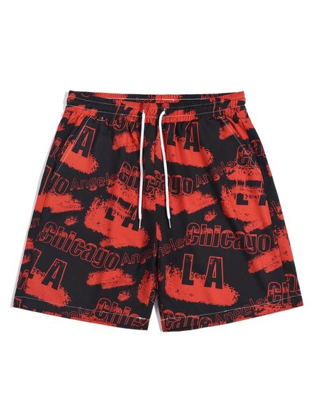 

romwe guys tie dye letter shorts u2sz#, White;black