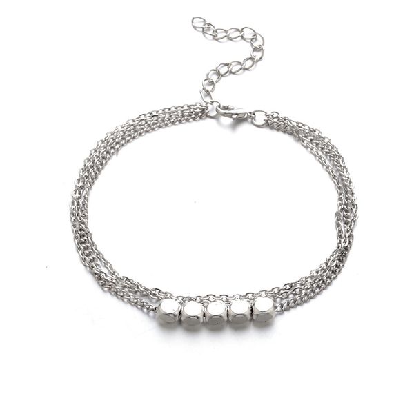 

women anklet bracelet barefoot foot fashion jewelry beach accessories multi-layer bead style silver color ankle chain, Red;blue