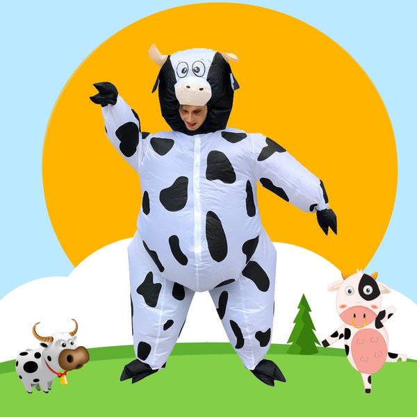 Mascote boneca traje animal vaca inflável trajes fantasias trajes paparim festa papéis divertir engraçado mascote terno para adulto