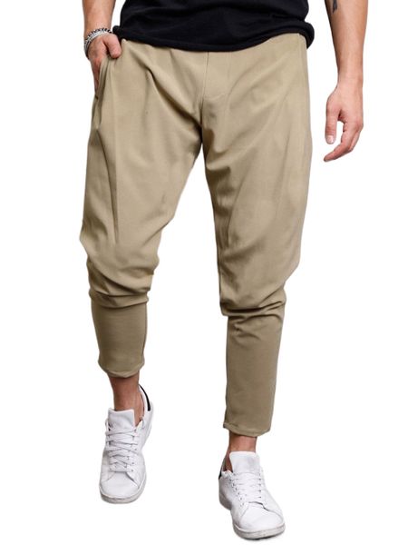 

men solid slant pocket pants 96it#, Black