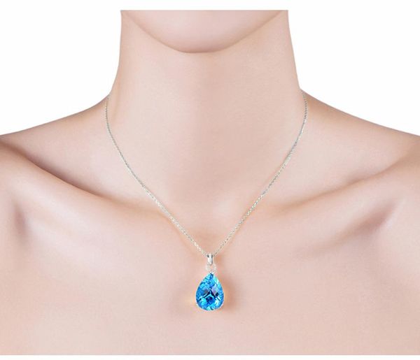 

lockets classical z blue crystal aquamarine gemstones diamond pendant necklaces for women white gold silver color chain jewelry gift