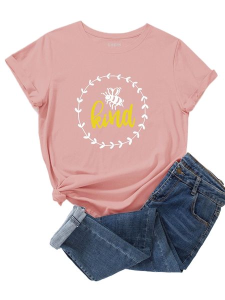 

bee & letter graphic tee g73j#, White