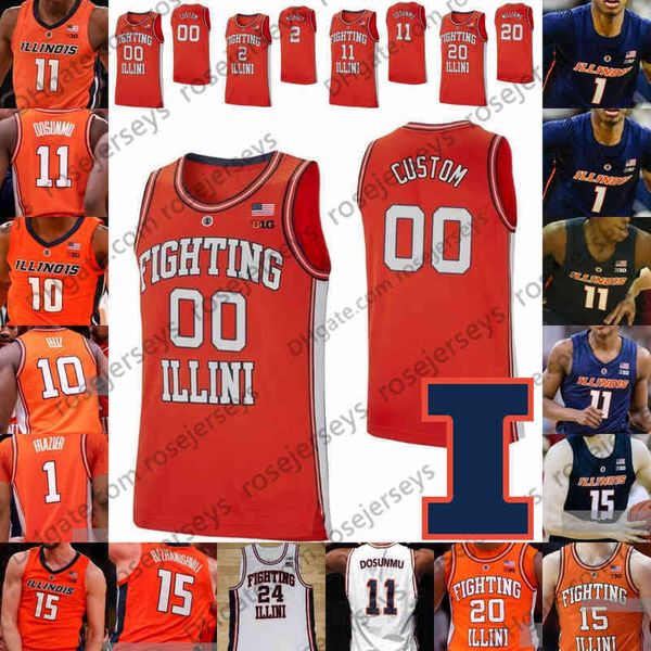 

illini illinois fighting basketball 0 alan griffin 2 kipper nichols 15 giorgi bezhanishvili 20 da'monte williams men youth kid jerseys, Black