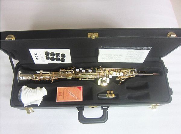 Japão novo saxofone soprano reto níquel de prata de alta qualidade B SAX PLAT SAX Musical com caixas duras