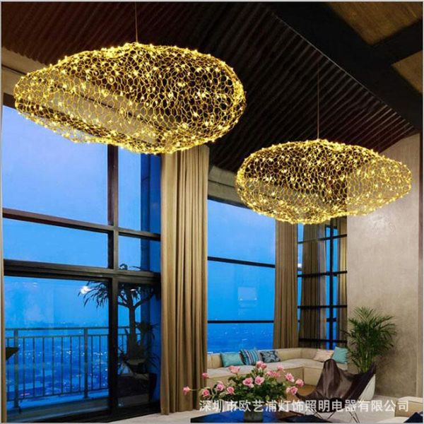 Lâmpadas pendentes Iron Net Cloud Candelier Post Modern Starry Lamp criativo quarto de restaurante Bar Table Cafe Decoração