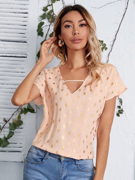 

keyhole neck gold dot 61le#, White