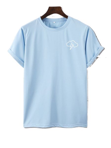 

men clouds & lightning print tee 824b#, White;black