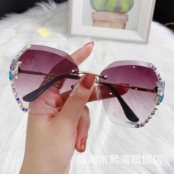 

sunglasses fashion diamond rimmed rimless women's uv proof slim zdhe, White;black