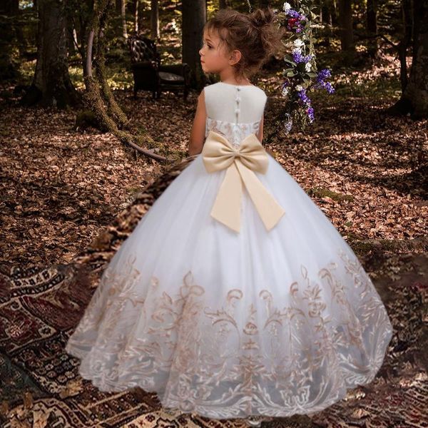 Mädchenkleider Weiße Spitze Brautjungfernkleid Kinder Für Mädchen Kinder Prinzessin Abend Kinder Mädchen Party Hochzeit KostümMädchen