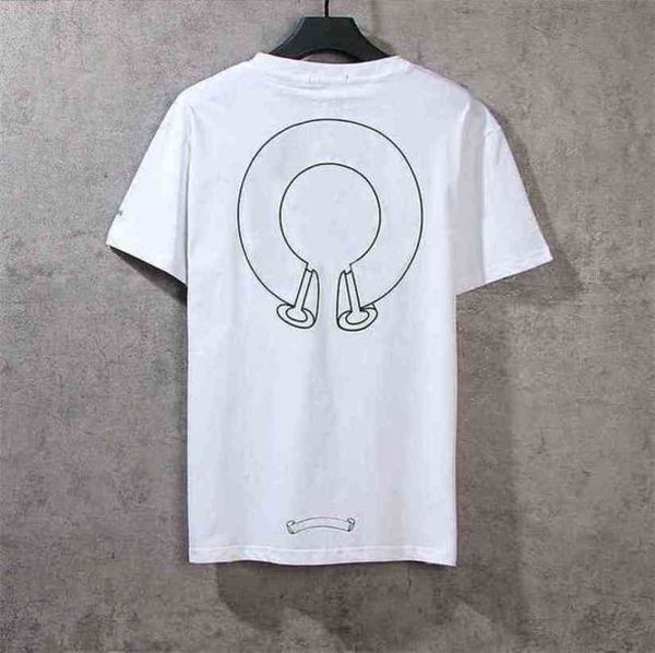 

classic men's loose designer t shirts ch summer short sleeves letter horseshoe sanskrit cross print sweatshirts t-shirts woman tees wvf, White;black