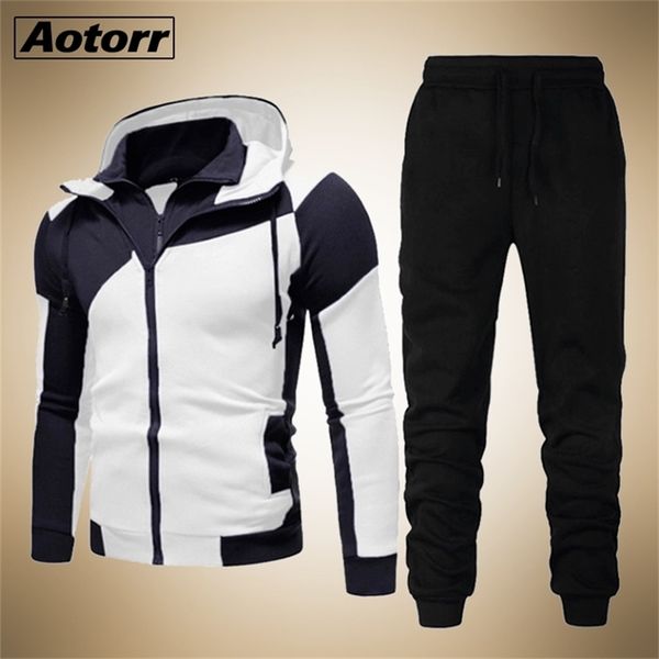 

new men s autumn winter sets zipper hoodie pants two pieces casual tracksuit male sportswear gym brand clothing sweat suit 2020 lj201123, Gray
