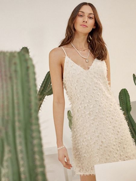 

feather detail cami dress 13aa#, Black;gray