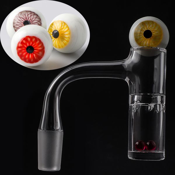 Full Weld Smoking Auto Spinner, sechs Schlitze, Quarz-Banger-Kammer, abgeschrägte Kantennägel mit Glas-Marmor-Vergaserkappe für Glas-Wasserbongs, Dab-Rigs, Pieps