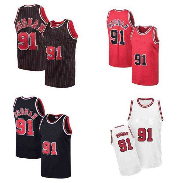 

breathable men basketball jersey 91 dennis rodman quality, Black;red