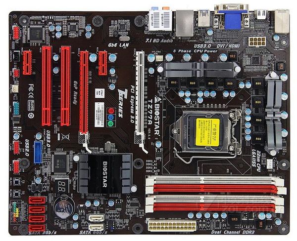 As placas -mãe usavam boas condições BIOSTAR TZ77A ORIGINAL MOTHERBOOK INTEL Z77 LGA 1155 DDR3 32G SATA3 USB3.0 ATXMOTHERBOOLS